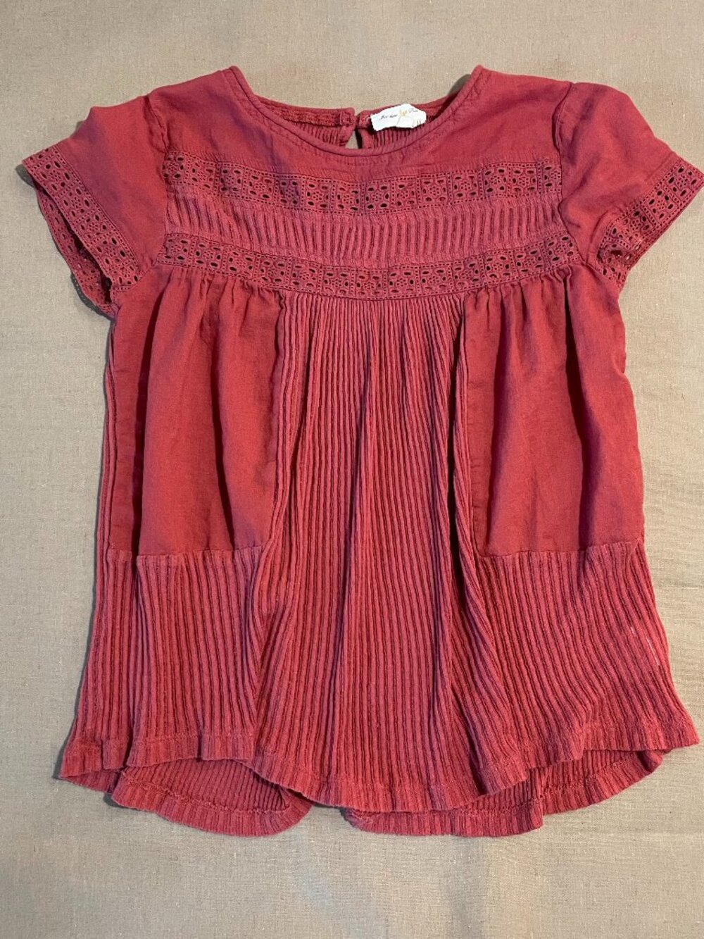 Meadow Rue Top Size XS Mauve Cotton Ribbed Relaxed Lightweight Cottage Peasant